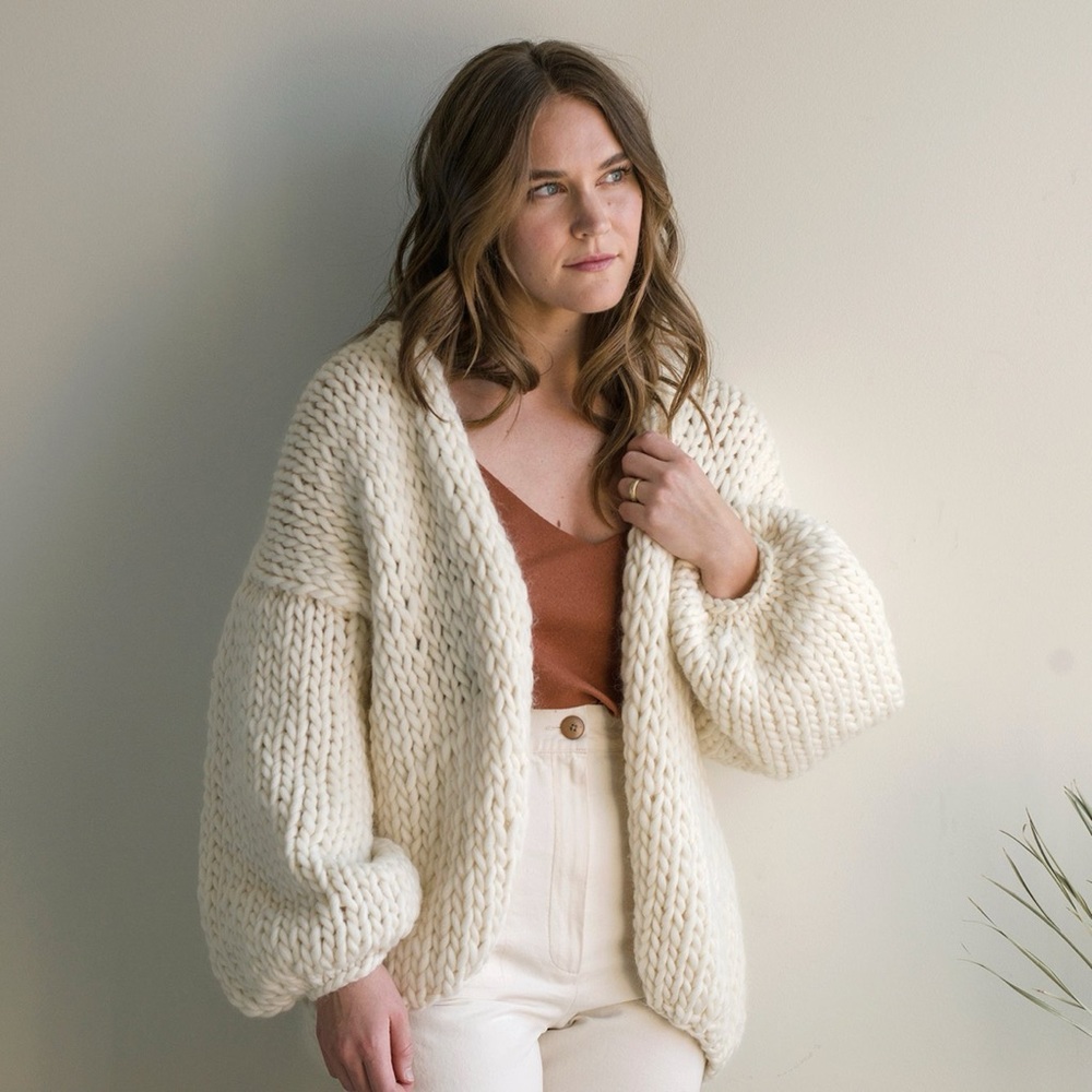Hendrik Lou hand knit slow fashion cardigan cream